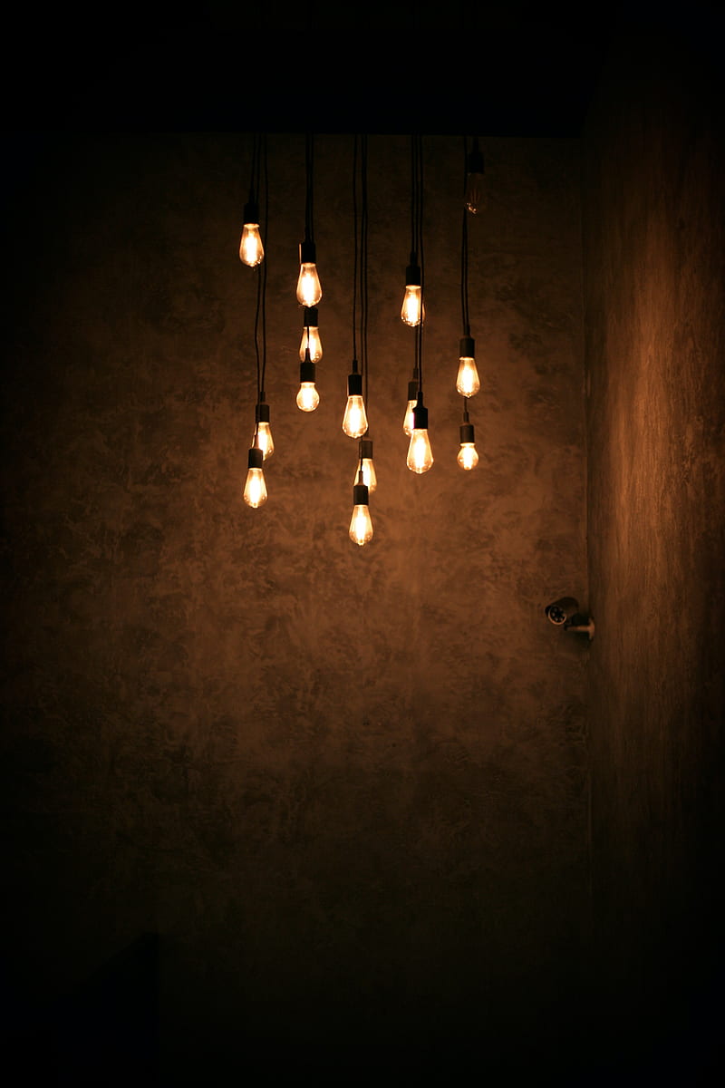 bulbs, glow, dark, room, HD phone wallpaper