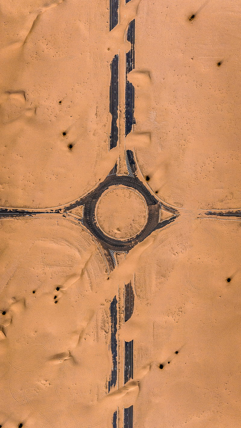 road, desert, sand, aerial view, HD phone wallpaper