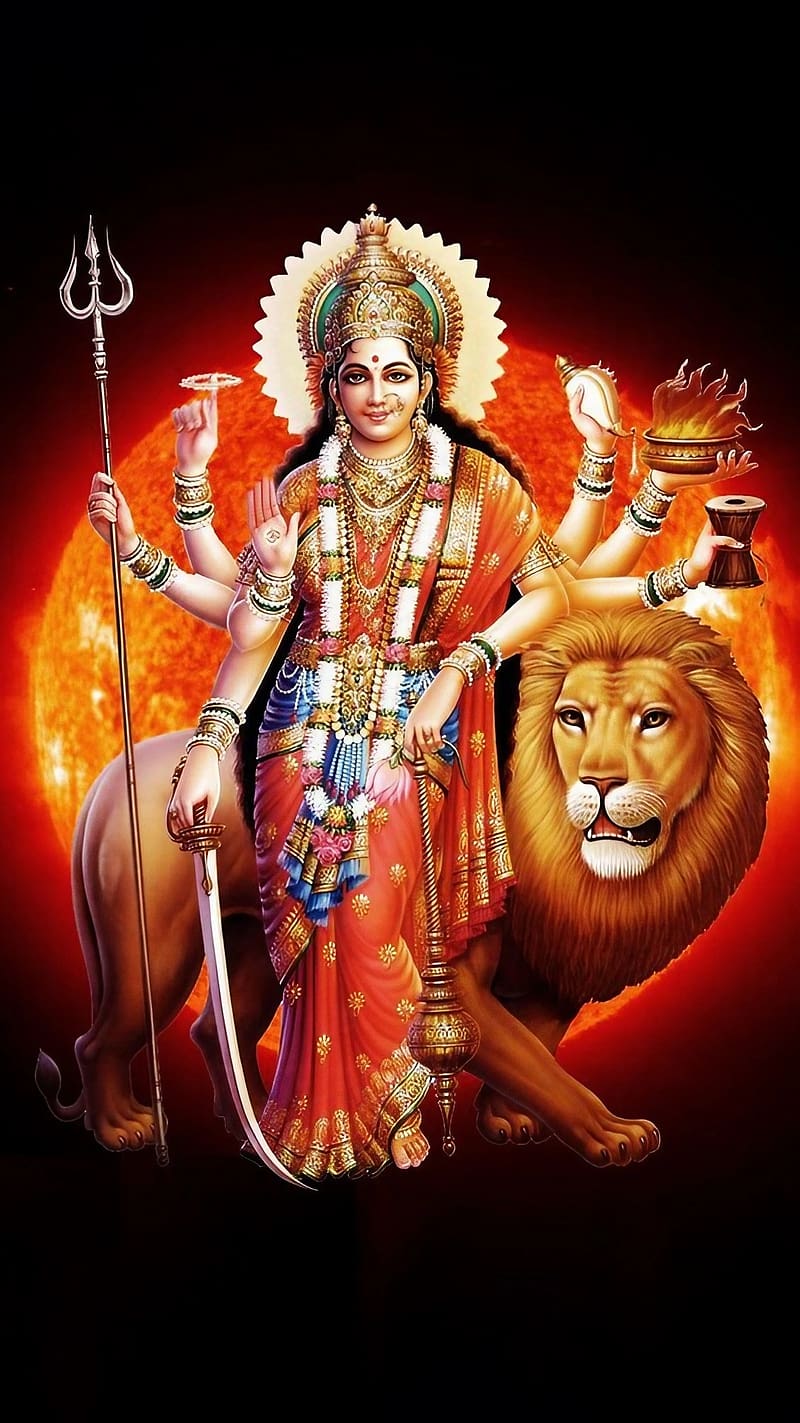 Durga Mata Ka, Sun Background, goddess, devi maa, HD phone ...