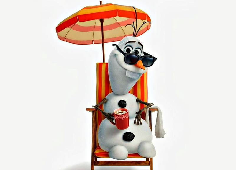 Frozen (2013), red, movie, orange, umbrella, snowman, sunglasses, cute, olaf, fantasy, summer, cup, funny, frozen, disney, HD wallpaper