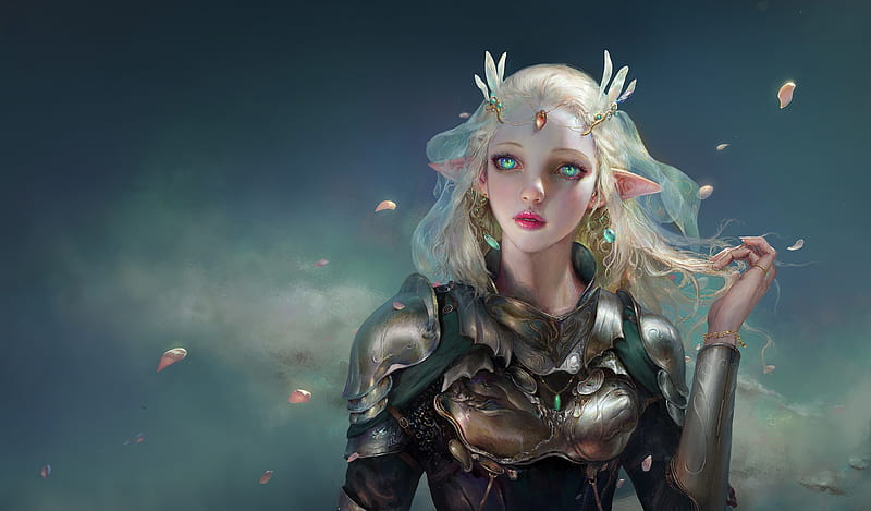 Fantasy, Elf, Aqua Eyes, Armor, Blonde, Girl, Pointed Ears, Woman, HD wallpaper