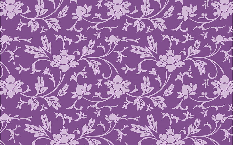 purple floral background, seamless texture, floral purple pattern, floral ornaments, purple texture, HD wallpaper