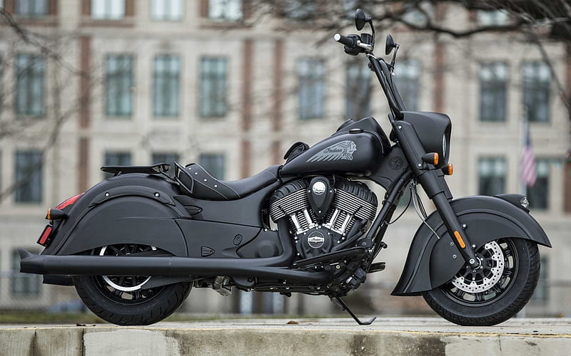 Indian Chief Dark Horse, 2019, side view, exterior, black motorcycle, american motorcycle, Indian, HD wallpaper