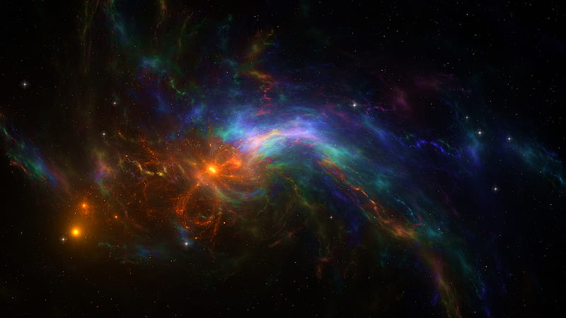 Colorful Wild Fire Space Nebula , nebula, space, digital-universe, HD wallpaper