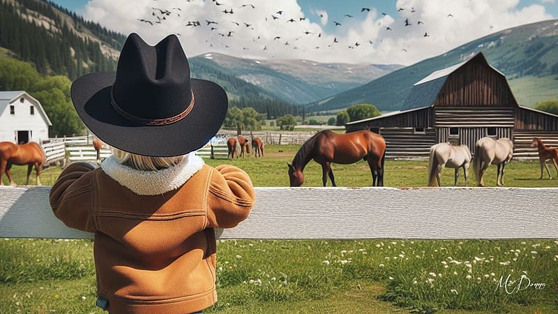 The Ranchers Son 3, horses, cowboy, barn, ranch, farm, corral, child, western, boy, country, HD wallpaper
