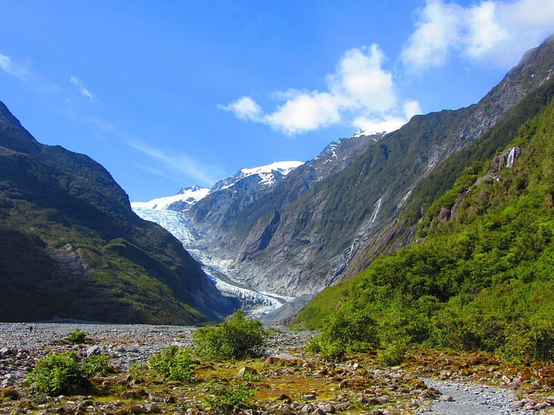 Franz Josef Glacier, New Zealand, mountain, nature, cool, river, HD wallpaper