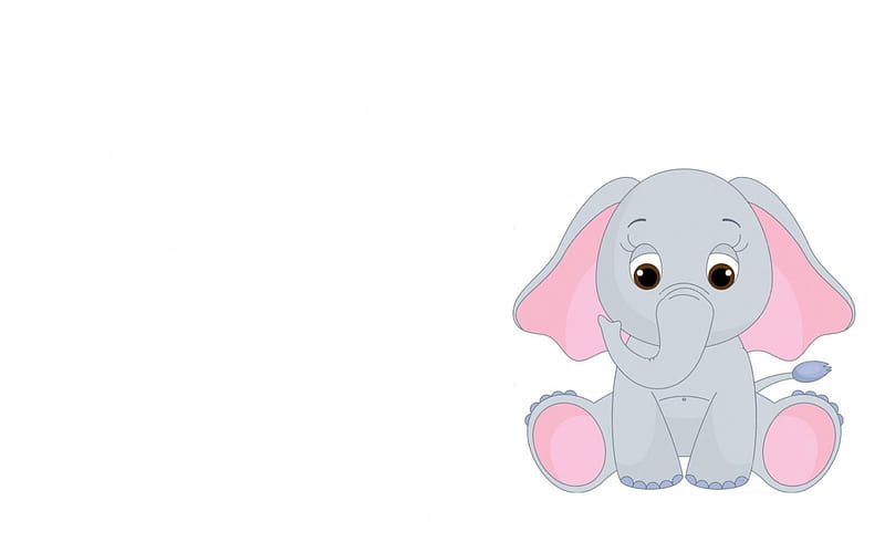 Elephant, cute, gris, child, white, pink, card, HD wallpaper