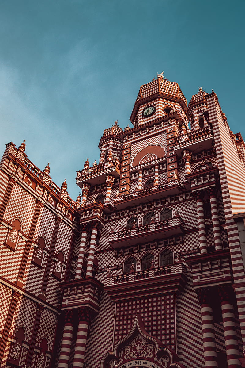 Red Mosque Colombo, brickwork, lanka, sky, Red Mosque, city, sri lanka, HD phone wallpaper