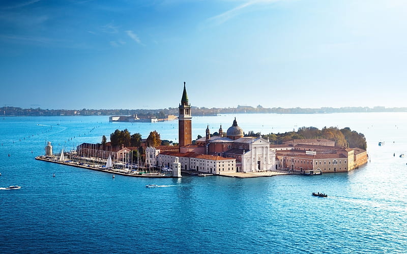 San Giorgio Maggiore island, church, sea, Venice, HD wallpaper