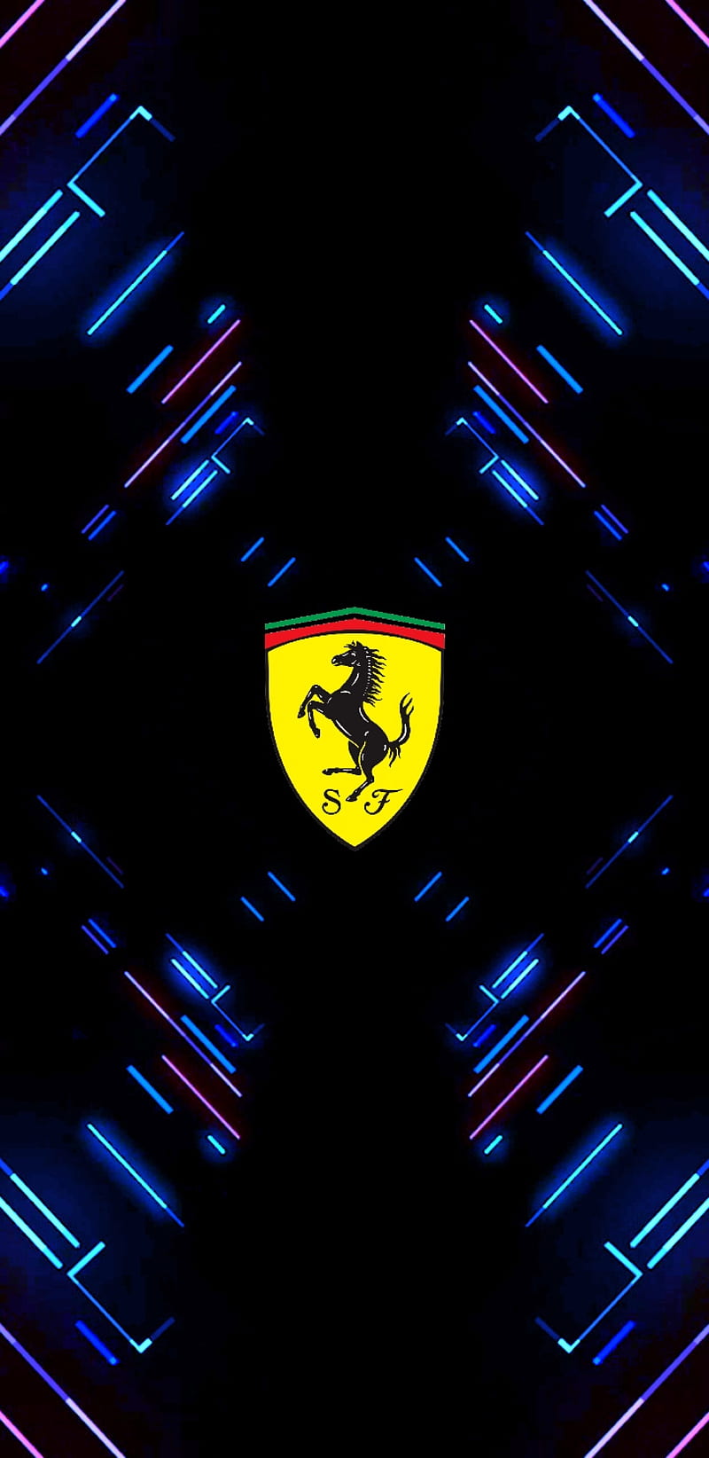 Ferrari logo, black, neon, HD phone wallpaper
