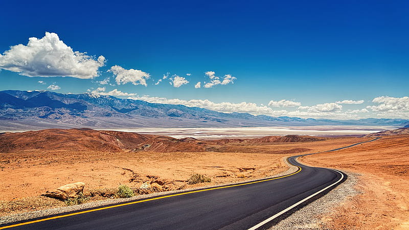 highway, desert, California, Death VAlley, HD wallpaper
