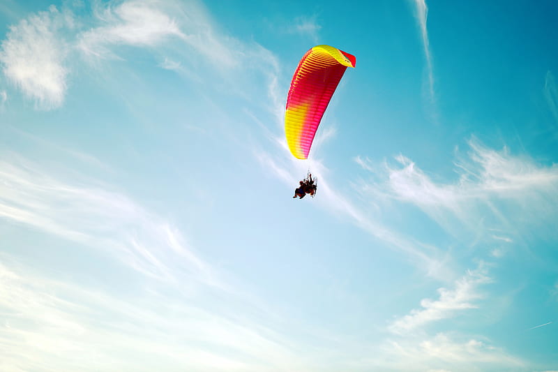 parachute, flight, extreme, sky, height, HD wallpaper