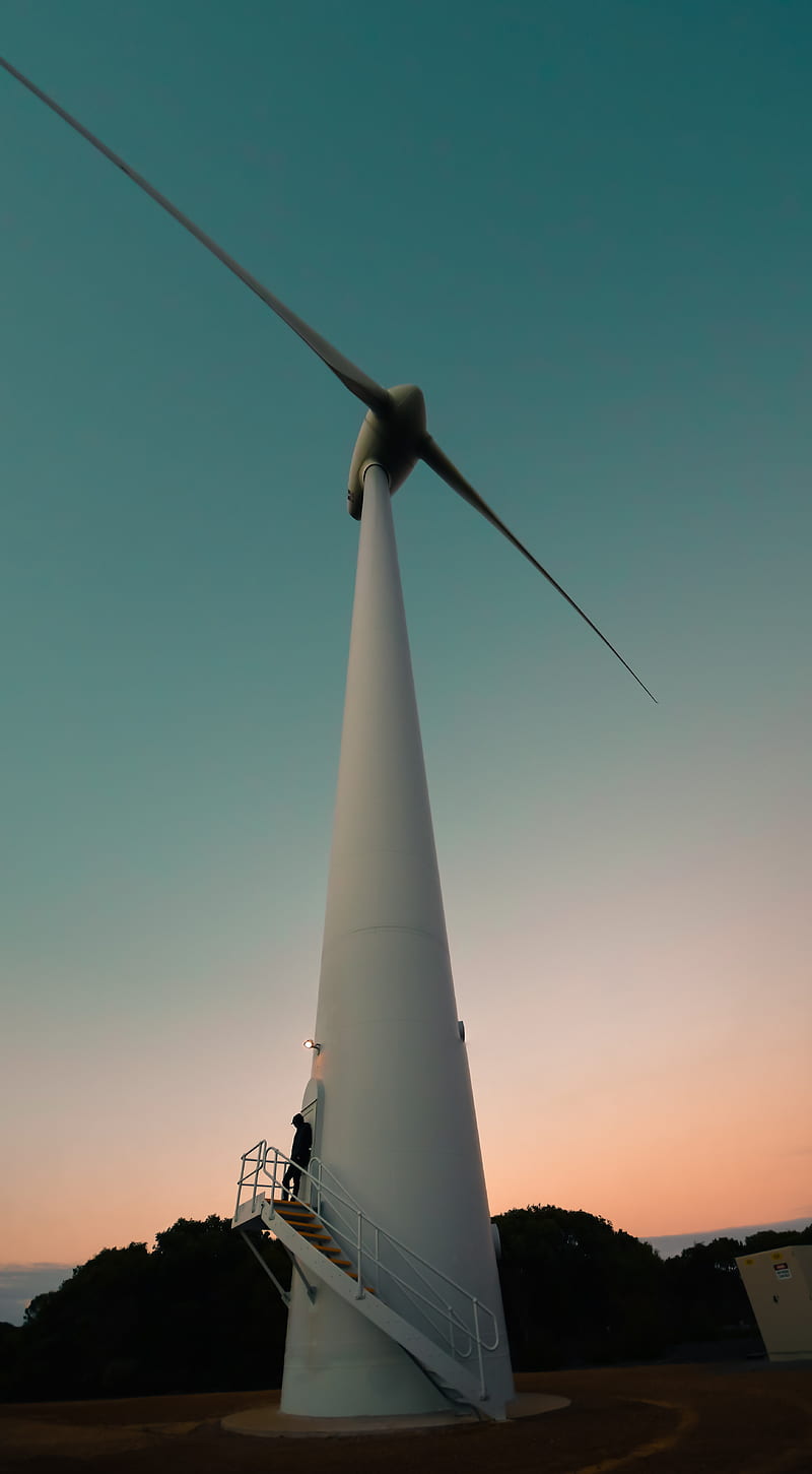 wind turbines, silhouette, loneliness, evening, HD phone wallpaper