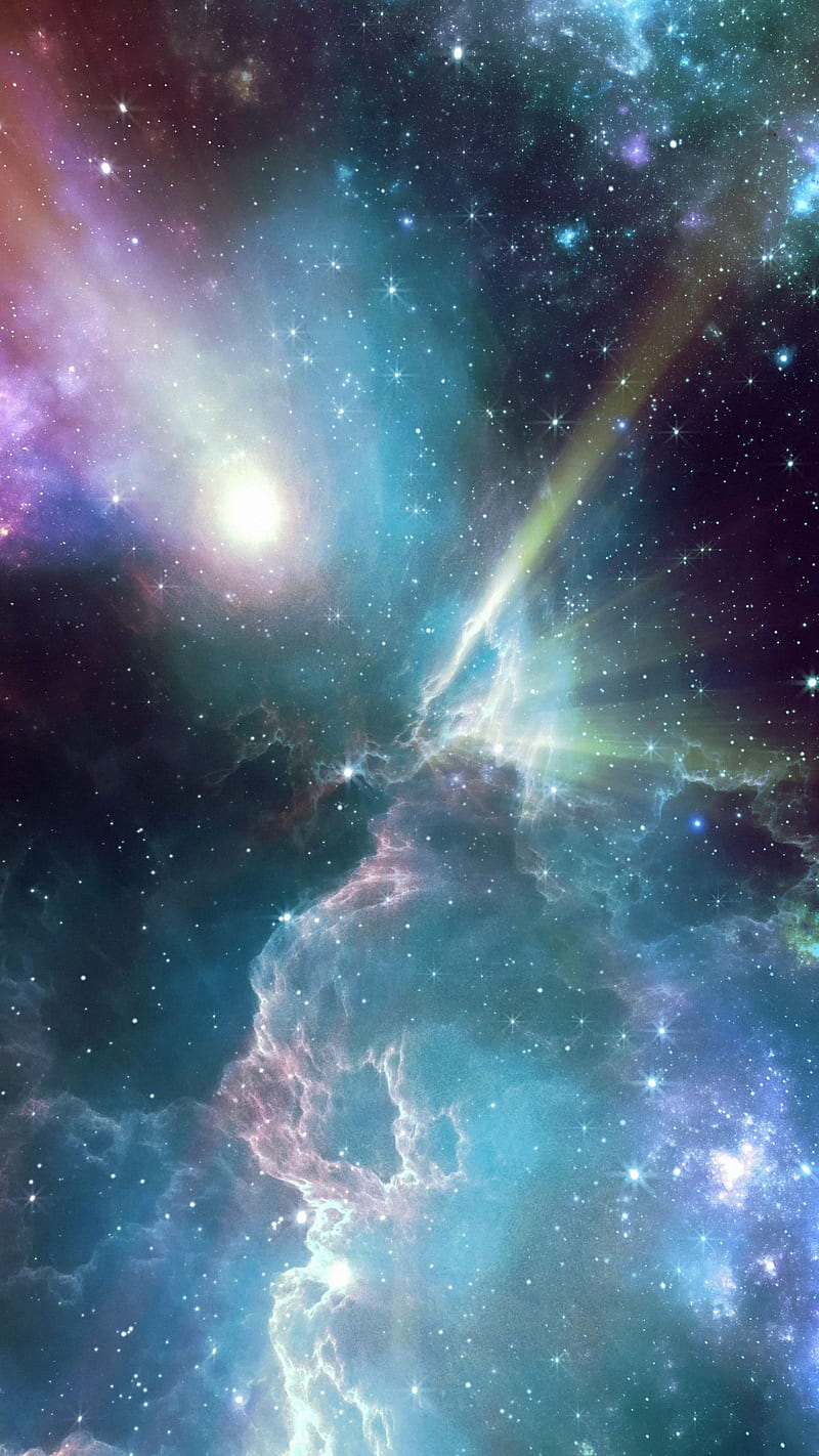 milky blue nebula, cloud, cosmic, cosmos, galaxy, sci fi, scifi, space, stars, universe, HD phone wallpaper