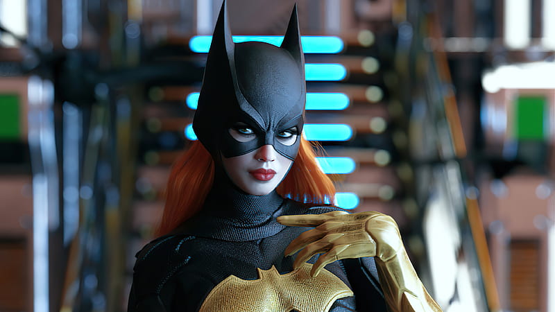 Batgirl Black Suit Gold Armor , batgirl, superheroes, artist, artwork, digital-art, artstation, HD wallpaper