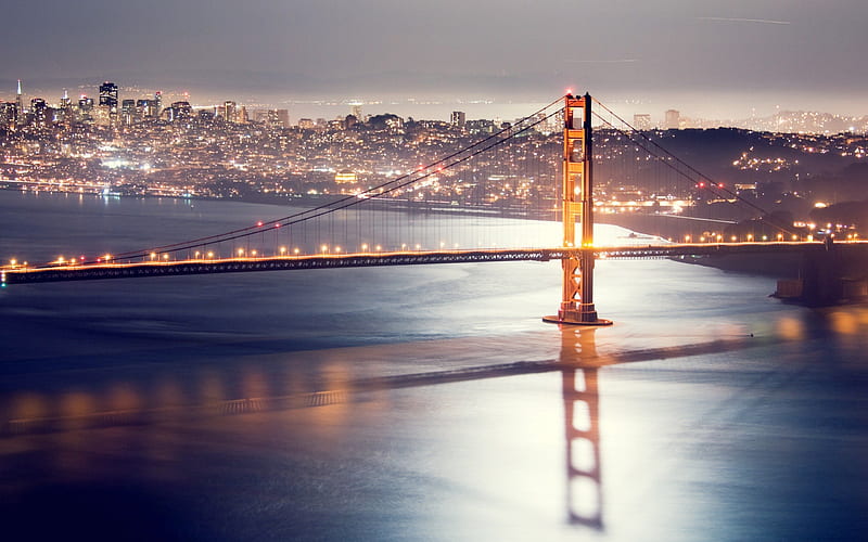 Golden Gate Beauty, sanfrancisco, nice, california, beauty, golde gate, night, HD wallpaper