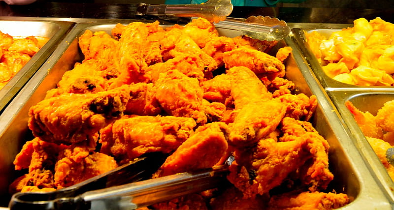 Fried Chicken, chicken, buffet, chicken wings, HD wallpaper