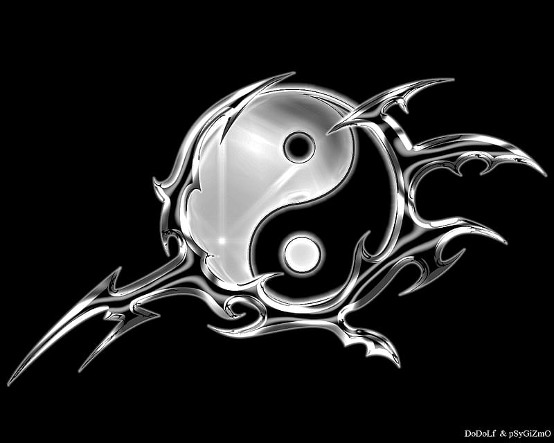 Logo, Black & White, Religious, Yin & Yang, HD wallpaper