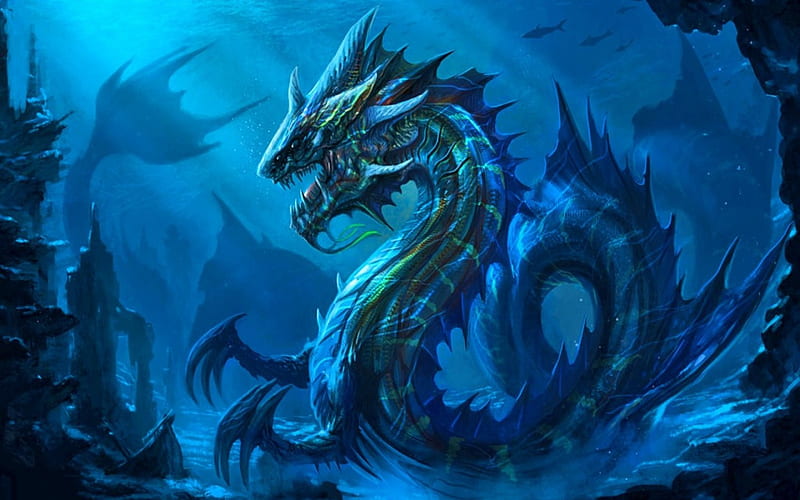 Finborg, magic, fantasy, dragon, ocean, HD wallpaper | Peakpx