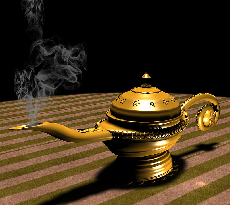 magic lamp, gold color, lamps, smoke, spiritual, HD wallpaper