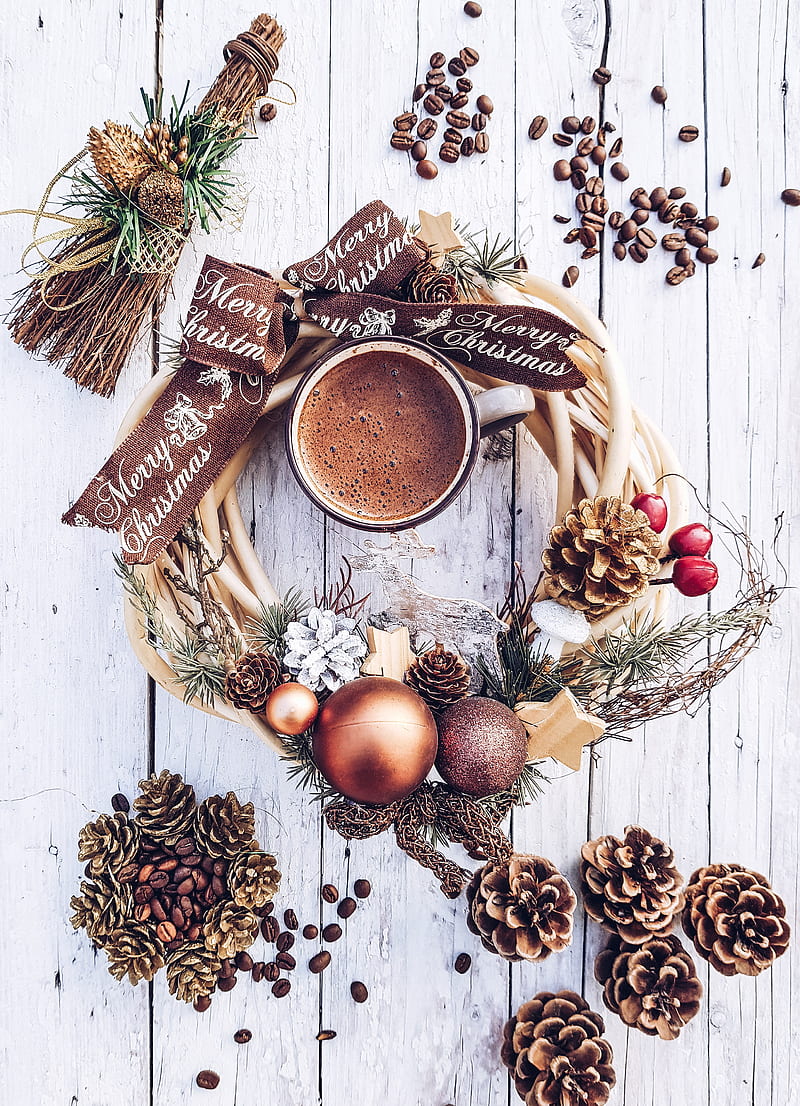 Coffee and baubles, christmas, HD phone wallpaper | Peakpx