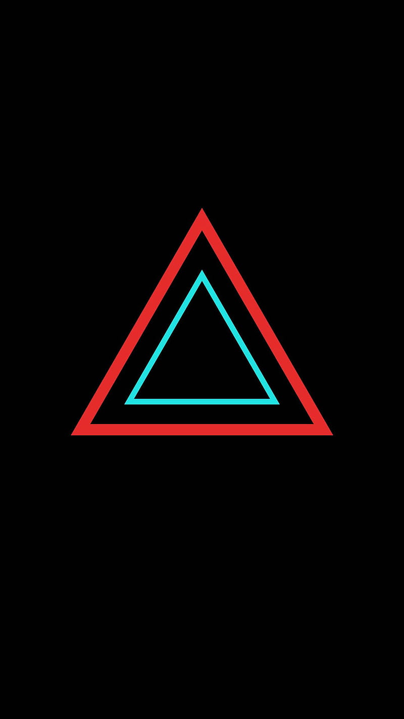 Black Pyramid Neon Red Blue Light, Clean Black, HD phone wallpaper