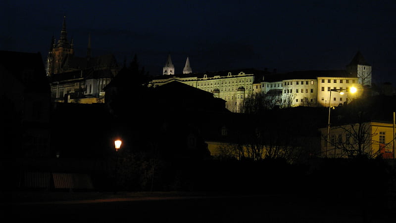 Hradschin Prague, Hradschin, Castle, Prague, Night, HD wallpaper