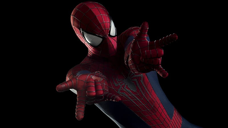 Spiderman, red, marvel, fantasy, movie, black, hand, HD wallpaper
