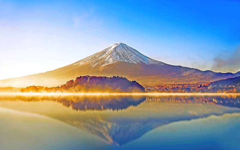Nature, Mountain, Reflection, , Japan, Mount Fuji, Volcanoes, HD wallpaper