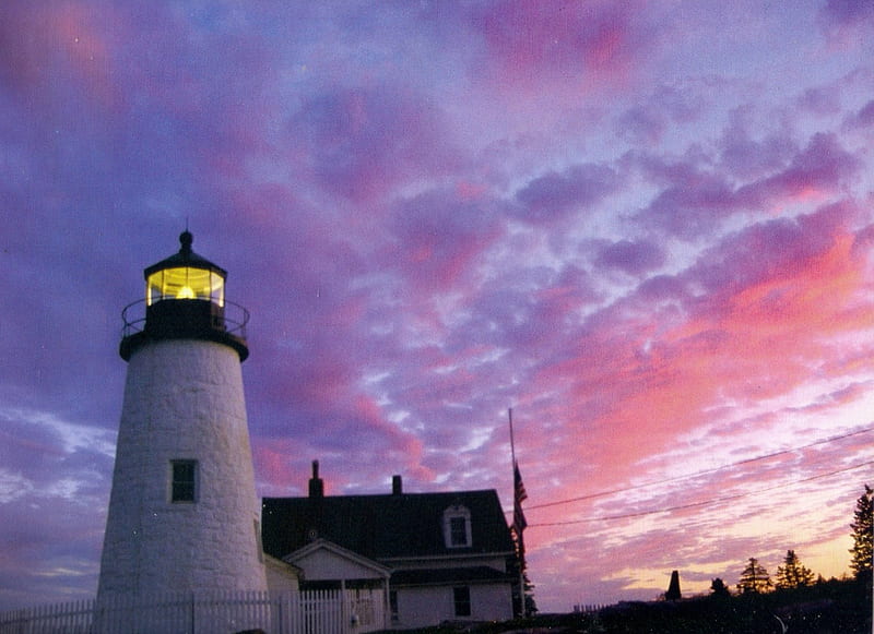 Lighthouse, beacon, cloud, sky, light, HD wallpaper