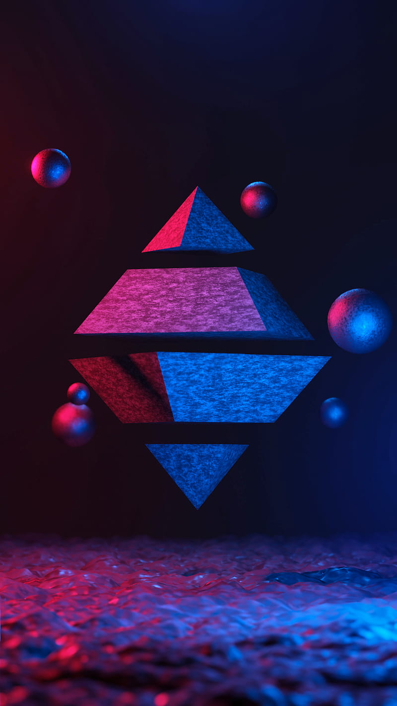 Diamond Orbit, 3d , Orbit, abstract, dark, duo light, fantasy, pyramid, render, sci fi, HD phone wallpaper