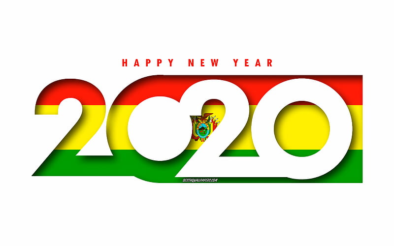Bolivia 2020, Flag of Bolivia, white background, Happy New Year Bolivia, 3d art, 2020 concepts, Bolivia flag, 2020 New Year, 2020 Bolivia flag, HD wallpaper