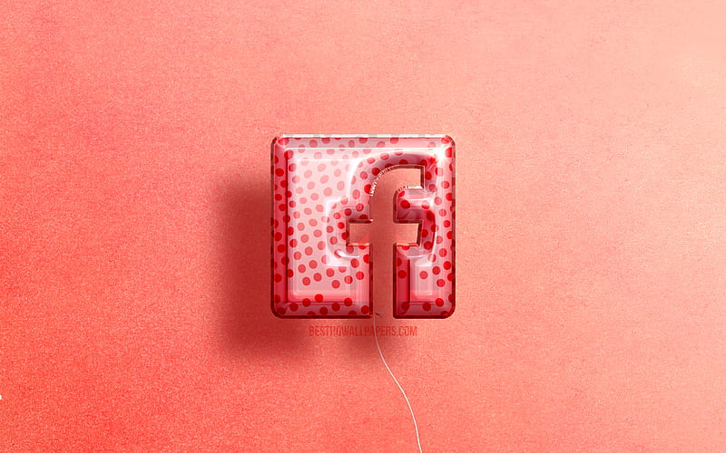 Facebook 3D logo, artwork, social network, pink realistic balloons, Facebook logo, pink backgrounds, Facebook, HD wallpaper