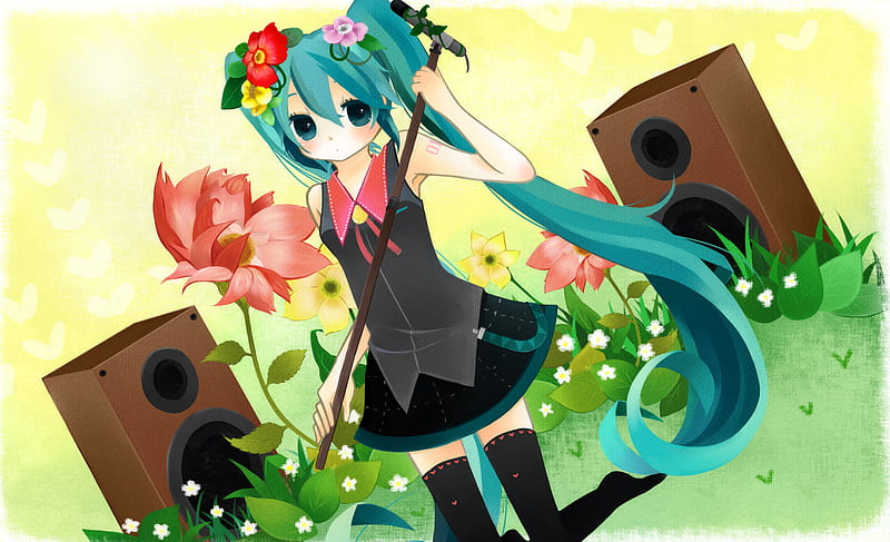 Nature Miku Vocaloid Miku Blue Hair Piggy Tails Hd Wallpaper Peakpx