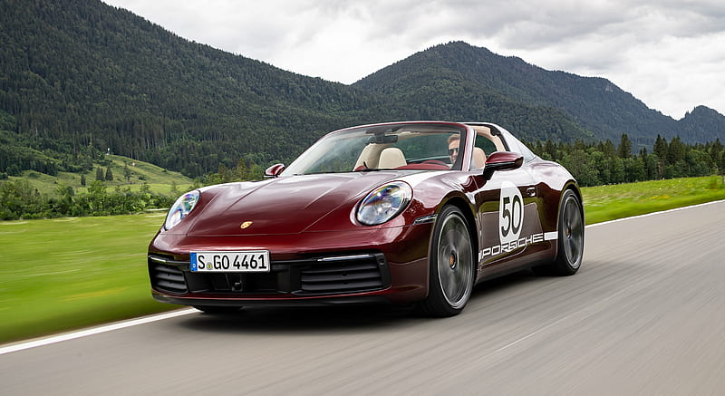 2021 Porsche 911 Targa 4S Heritage Design Edition (Color: Cherry Metallic) - Front Three-Quarter , car, HD wallpaper 2021 Porsche 911 Targa 4S Heritage Design Edition (Color: Cherry Metallic) - Front Three-Quarter , car, HD wallpaper