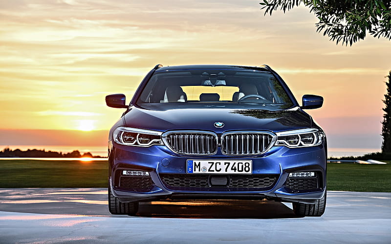 G31, BMW 5-series, 2018 cars, german cars, wagons, sunset, BMW, HD wallpaper