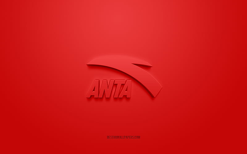 Anta logo, red background, Anta 3d logo, 3d art, Anta, brands logo, red 3d Anta logo, HD wallpaper