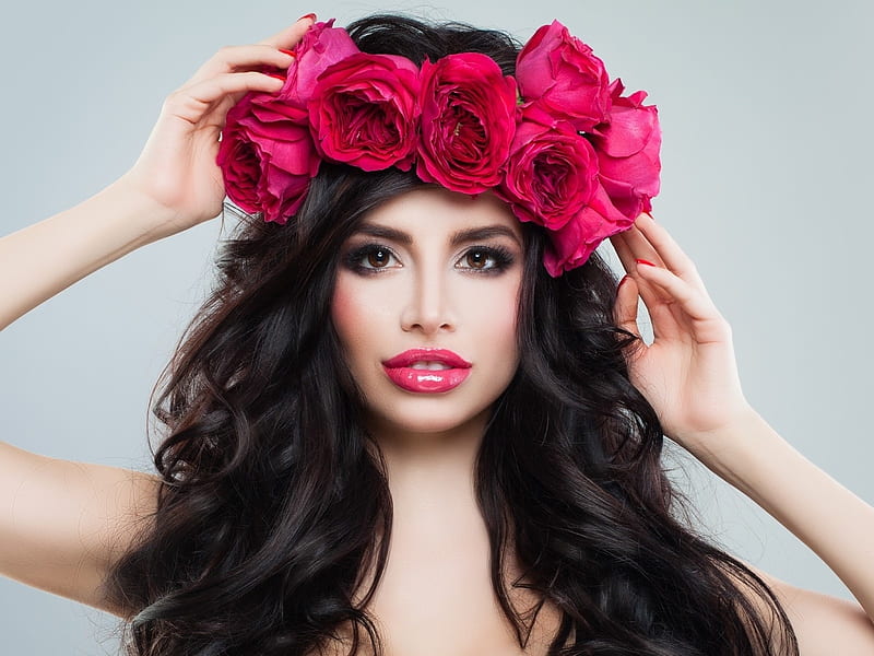 Beauty Wreath Girl Model Rose Flower Face Woman Pink Hd Wallpaper Peakpx 0492