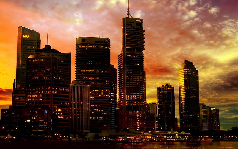 Perth, Australia Night Cityscape, architecture, cityscapes, Australia, Perth Australia night cityscape, HD wallpaper