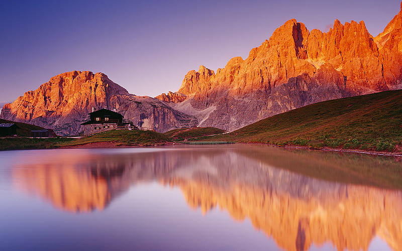 Parco Naturale Paneveggio-Pale di San Martino, Trento (Paneveggi), mountain, amazing, italian, nature, reflection, lake, landscape, italy, HD wallpaper