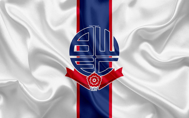 Bolton Wanderers FC, emblem, logo silk flag, Bolton, UK, English football club, Football League Championship, Second League, football, HD wallpaper