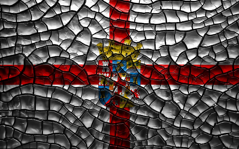 Flag of Almeria spanish provinces, cracked soil, Spain, Almeria flag, 3D art, Almeria, Provinces of Spain, administrative districts, Almeria 3D flag, Europe, HD wallpaper