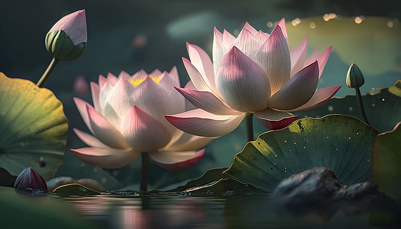 Lotus, Leaf, Pond, Summer, Blooming, HD wallpaper