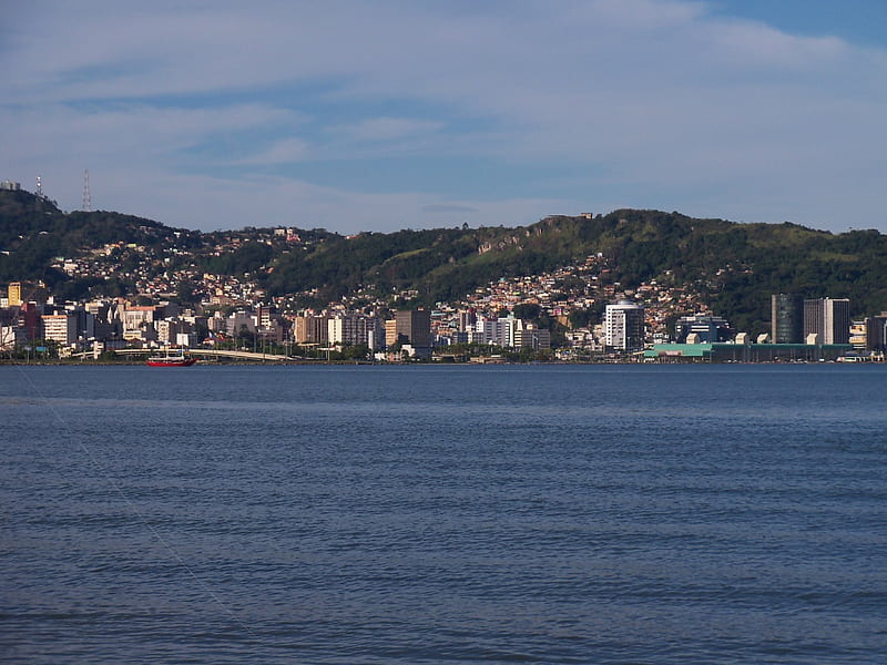 Vista do continente a costeira de Florianopolis, cidade, paisagem, sea, pessoas, HD wallpaper