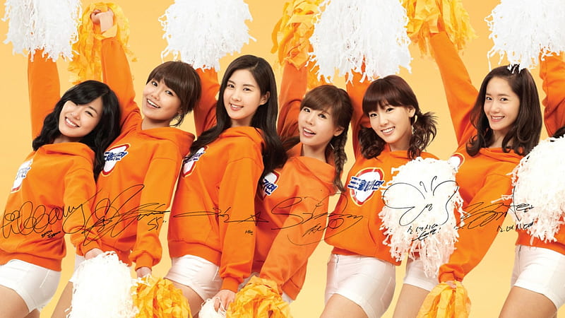 women, girls, smile, cheerup, orange dress, HD wallpaper