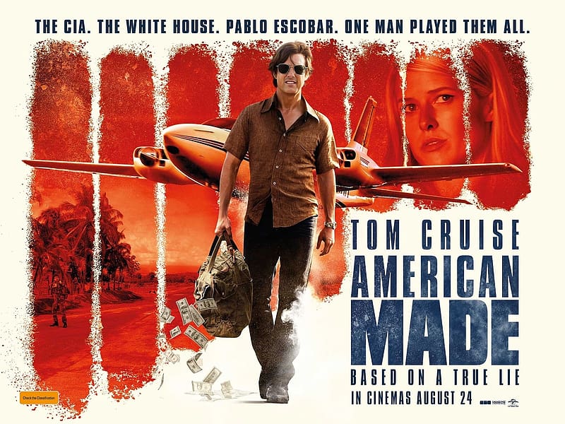 American Made 2017, tom cruise, afis, movie, man, american made, red, actor, poster, 2017, HD wallpaper