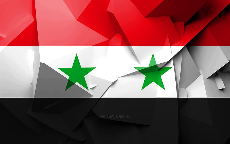 Flag of Syria, geometric art, Asian countries, Syrian flag, creative, Syria, Asia, Syria 3D flag, national symbols, HD wallpaper