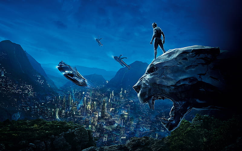 Black Panther, poster, 2018 movie, art, superheroes, HD wallpaper