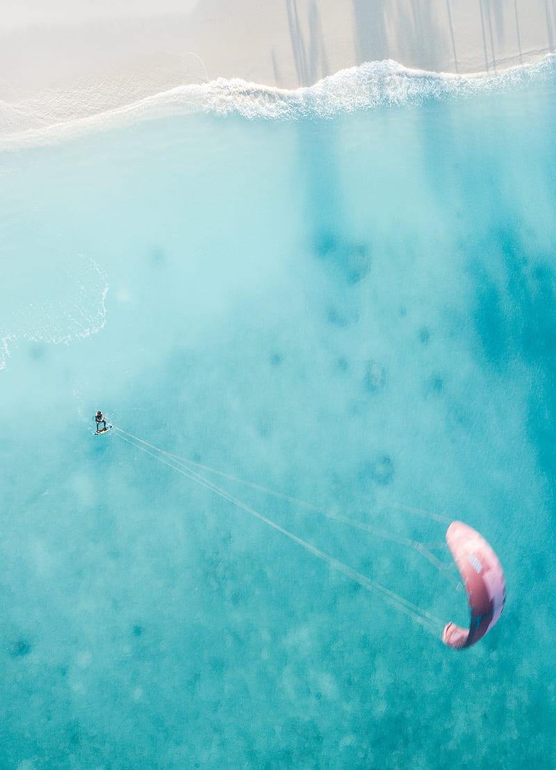 Kitesurfing , Maldives, beach, bird eye maldives, ocean, sea, sport, surfing, tropical, wave, HD phone wallpaper