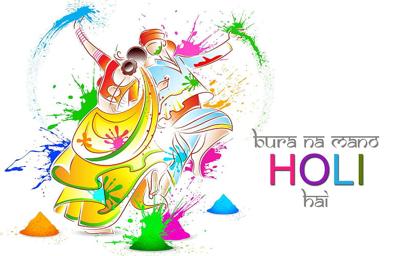 Holi hai, boy, colours, festival, girl, happy holi, india, HD wallpaper